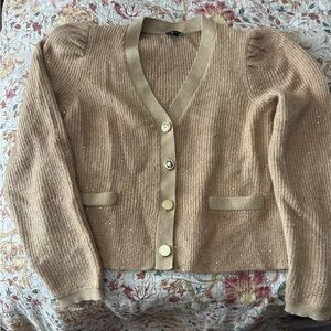 Women's Tan and gold Sweater Cardigan